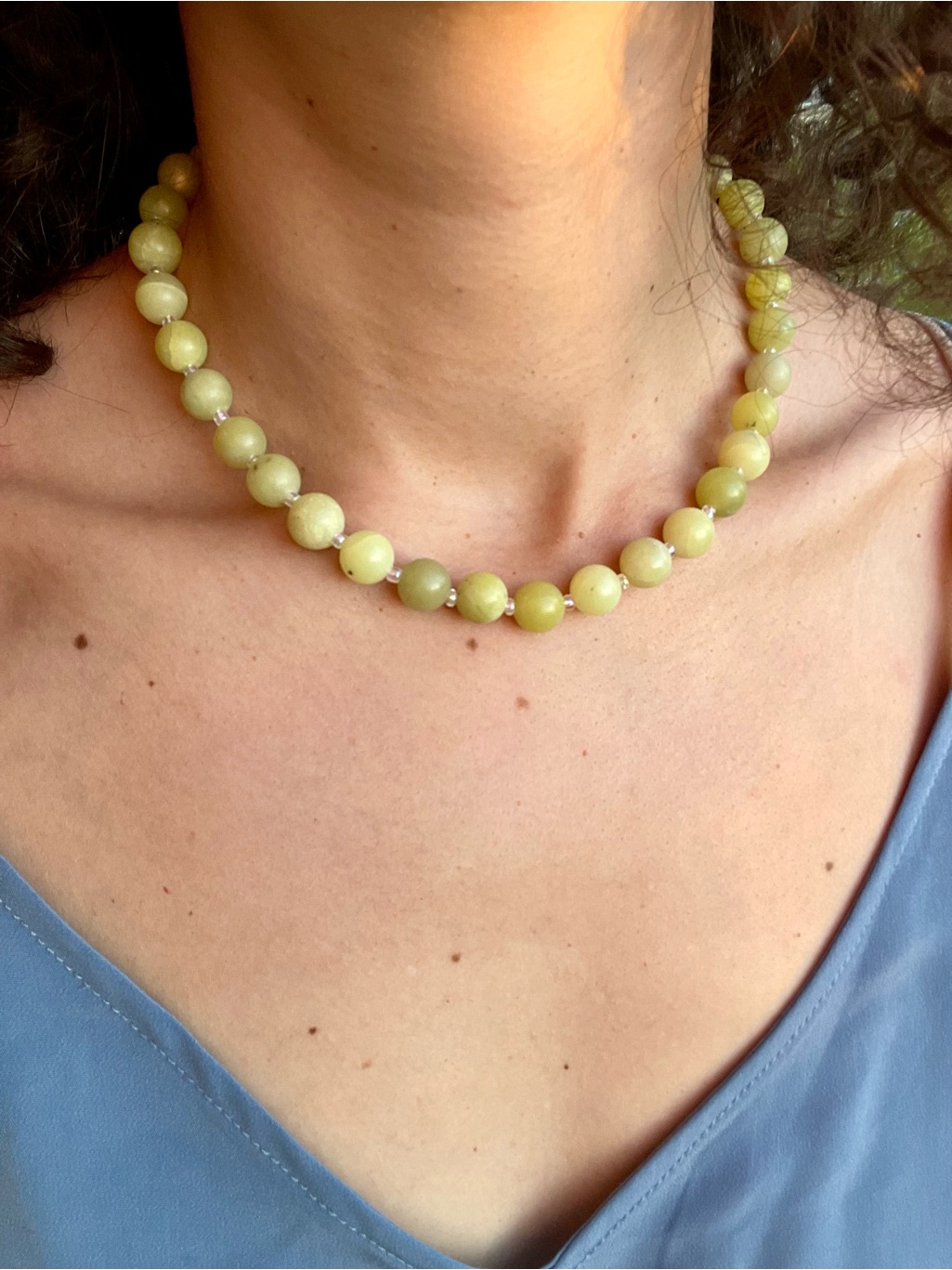 Natural Lemon Jade Beaded Necklace - Women Jewelry
